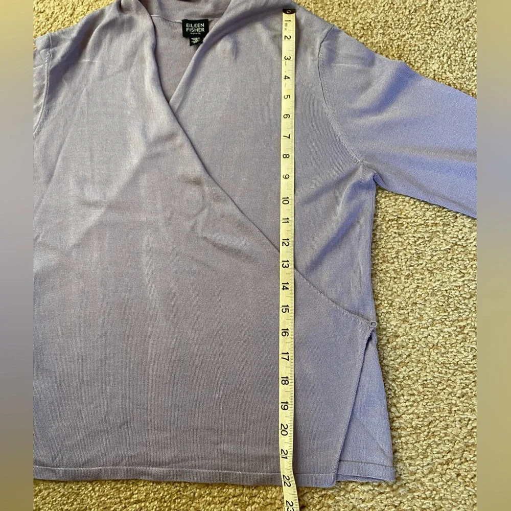 Eileen Fisher purple wrap waist blouse in size petite large. - Picture 12 of 16